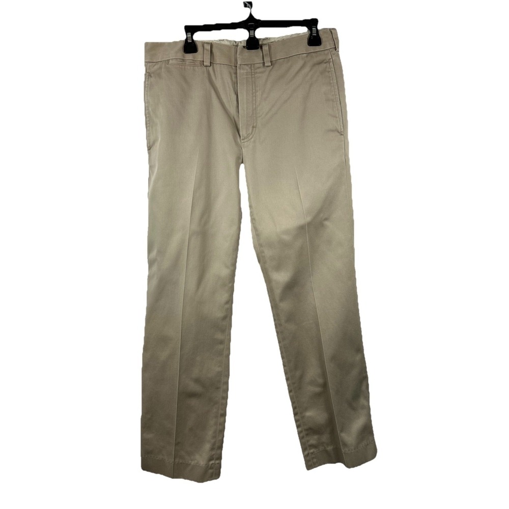 L.L.Bean Men's Standard Fit Chinos 32x30 Khaki Tan Flat Front Cotton Preppy Ivy